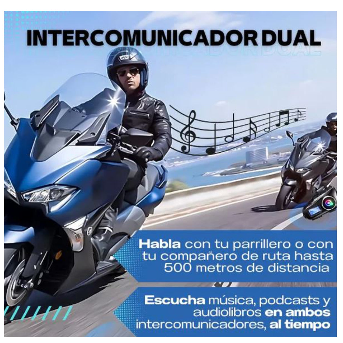 2 UNIDADES Intercomunicador Bluetooth para Motociclistas- Q58 Max