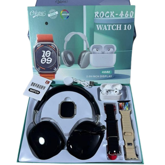 – Combo Tech Pro ⌚🎧 Smartwatch Rock 460 + Audífonos Bluetooth