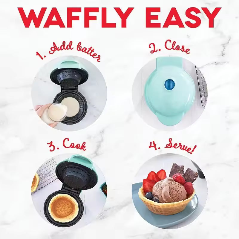 Mini Máquina para Waffles en Forma de Bowl